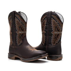 Bota Masculina Texana Country em Couro Legítimo Solado Jump