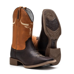 Bota Masculina Texana Country em Couro Legítimo Touro