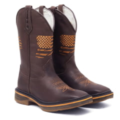 Bota Masculina Texana Couro Americana Solado Jump