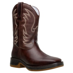 Bota Masculina Texana Em Couro Legítimo Café