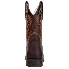 Bota Masculina Texana em Couro Legitimo Cor Café Bico Quadrado