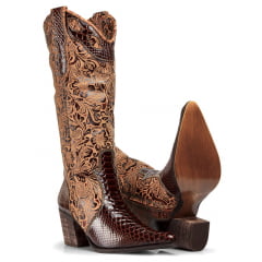 Bota Texana Bico Fino Sucuri Floral