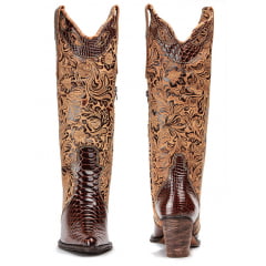 Bota Texana Bico Fino Sucuri Floral