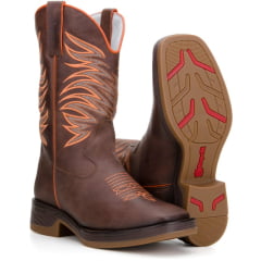 Bota Texana Bico Quadrado Solado Jump Café