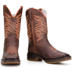 Bota Texana Bico Quadrado Solado Jump Café
