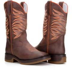 Bota Texana Bico Quadrado Solado Jump Café