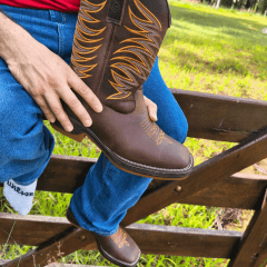 Bota Texana Bico Quadrado Solado Jump Café