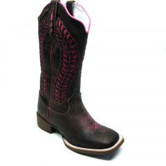 Bota Texana Cano Longo Laser Louros Rosa Country Feminina