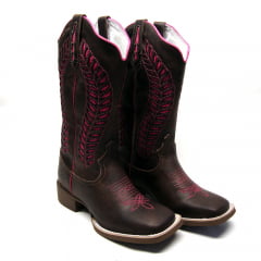 Bota Texana Cano Longo Laser Louros Rosa