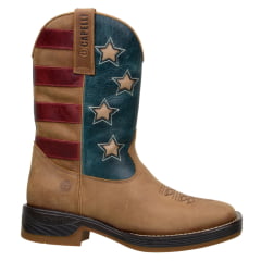 Bota Texana Country American Western Couro Nobre Tabaco