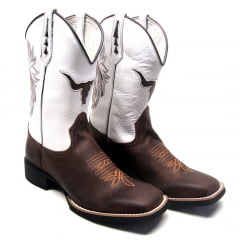 Bota Texana Country Bico Quadrado Touro Bordada Masculina