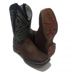 Bota Texana Country Masculina Cano Preto Solado Jump