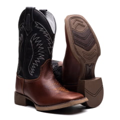 Bota Texana Country Classic Brown Couro Nobre