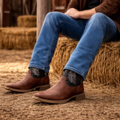 Bota Texana Country Classic Brown Couro Nobre Marrom Bota Texana Country Classic Brown Couro Nobre Marrom