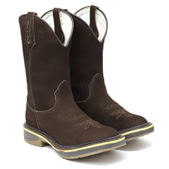 Bota Texana Country Couro Café Solado Jump