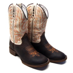 Bota Texana Country Crazy Horse Bico Redondo  