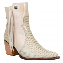 Bota Texana Country De Cano Curto Snaker Cor Marfim