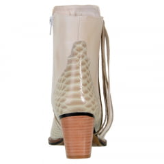 Bota Texana Country Feminina de Cano Curto Snaker cor Marfim