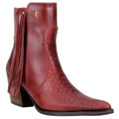 Bota Texana Country De Cano Curto Snaker Cor Red 