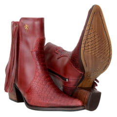 Bota Texana Country De Cano Curto Snaker Cor Red 