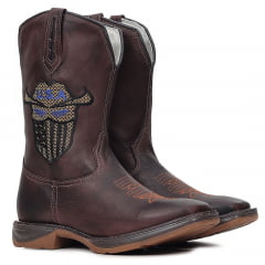 Bota Masculina Marrom Texana Country em Couro Bandit Solado Jump