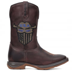 Bota Masculina Marrom Texana Country em Couro Bandit Solado Jump