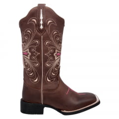 Bota Texana Country Feminina Fé Cruz Rosa