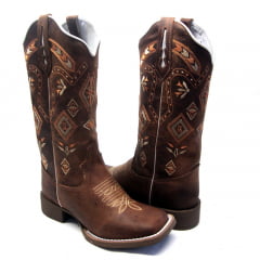 Bota Texana Country Feminina Cano Longo Aztec Tribal