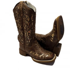 Bota Texana Country Feminina Cano Longo Cruz Laser