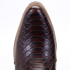 Bota Texana Country Feminina Jacaré Café Couro 