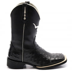 Bota Texana Country Masculina Avestruz Preta