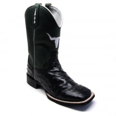 Bota Texana Country Masculina Preta Cara de Boi