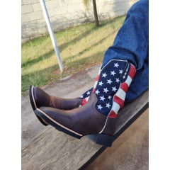 Bota Texana Country Masculina Bandeira Estados Unidos