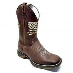 Bota Texana Country Masculina Bandeira EUA Bege Sola Jump