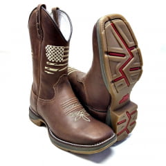 Bota Texana Country Masculina Bandeira EUA Bege Sola Jump