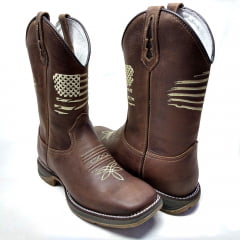 Bota Texana Country Masculina Bandeira EUA Bege Sola Jump