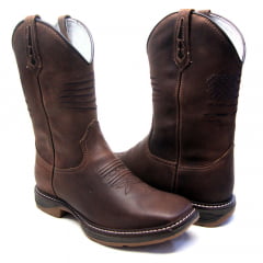 Bota Texana Country Masculina Bandeira EUA Café Sola Jump