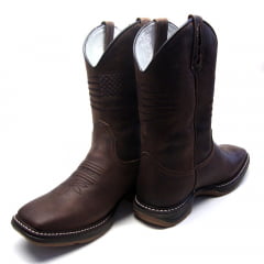 Bota Texana Country Masculina Bandeira EUA Café Sola Jump