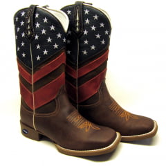 Bota Texana Country Masculina Cano Estados Unidos Vermelho