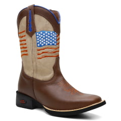 Bota Texana Country Masculina Couro Bandeira