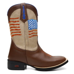 Bota Texana Country Masculina Couro Bandeira