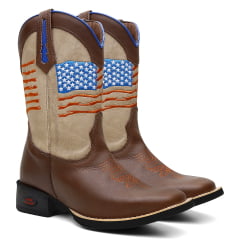 Bota Texana Country Masculina Couro Bandeira