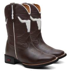 Bota Texana Country Masculina Couro Cara de Boi