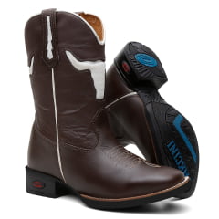 Bota Texana Country Masculina Couro Cara de Boi