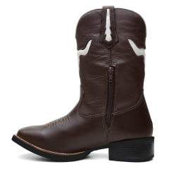 Bota Texana Country Masculina Couro Cara de Boi Zíper
