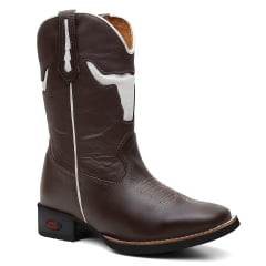 Bota Texana Country Masculina Couro Cara de Boi Zíper