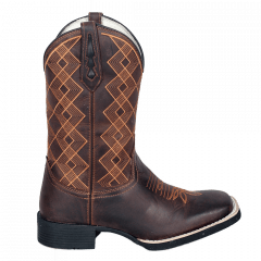 Bota Texana Country Masculina Couro Legítimo Xadrez