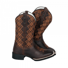 Bota Texana Country Masculina Couro Legítimo Xadrez