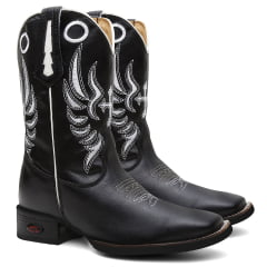  Bota Texana Country Masculina Couro Preta 37 ao 46