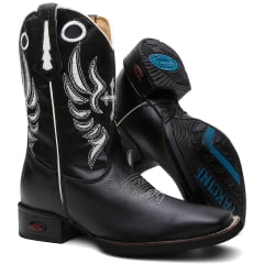 Bota Texana Country Masculina Couro Preta